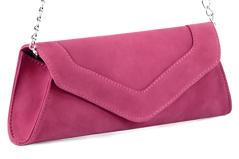 Fuschia pink women's dress clutch, for weddings, ceremonies, cocktails and parties. Front view - Florence KOOIJMAN